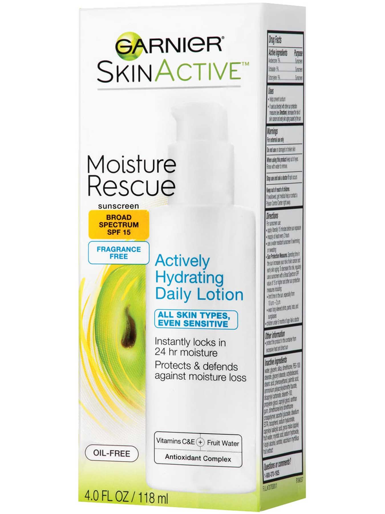 Moisture Rescue Broad Spectrum SPF 15, Fragrance Free, Actively Hydrating Daily Lotion.